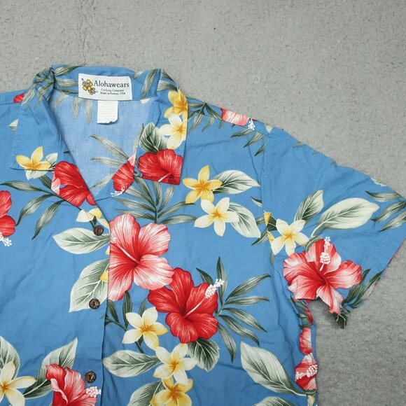 Aloha Wears Button Up Shirt Mens Medium Allover Floral Hawaiian Short Sleeve - Picture 2 of 9